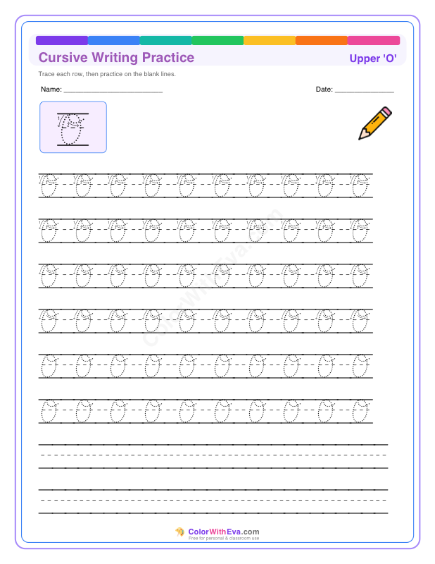 Cursive Writing Practice: Uppercase O thumbnail