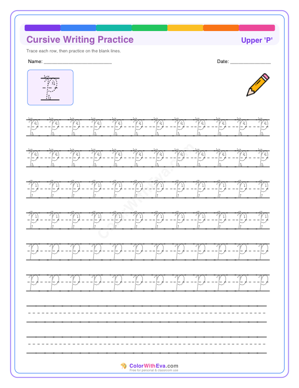 Cursive Writing Practice: Uppercase P thumbnail