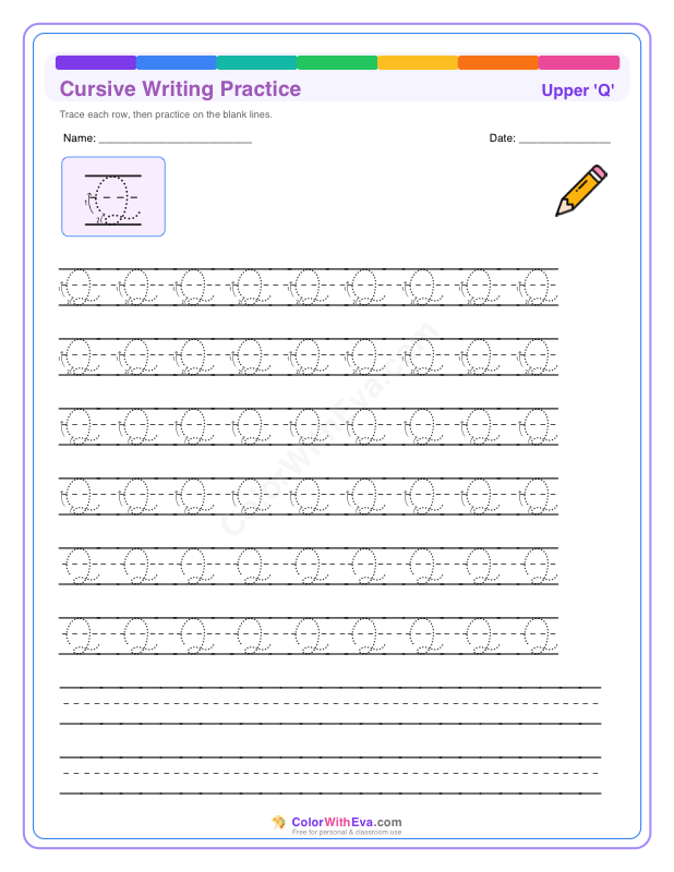 Cursive Writing Practice: Uppercase Q thumbnail