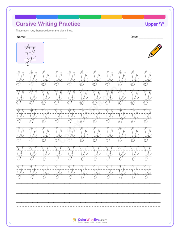 Cursive Writing Practice: Uppercase Y thumbnail