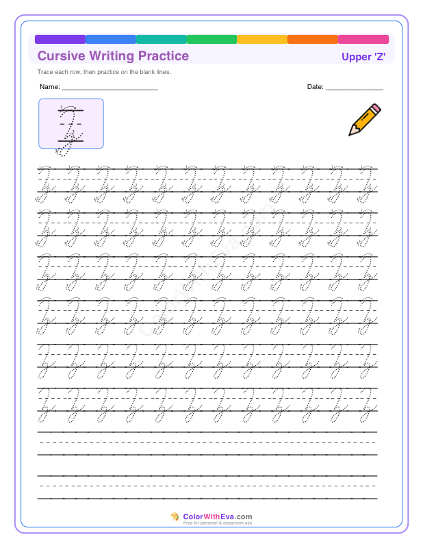 Cursive Writing Practice: Uppercase Z thumbnail