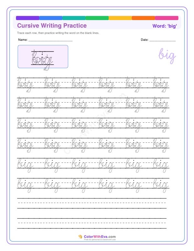 Cursive Writing Practice: big preview