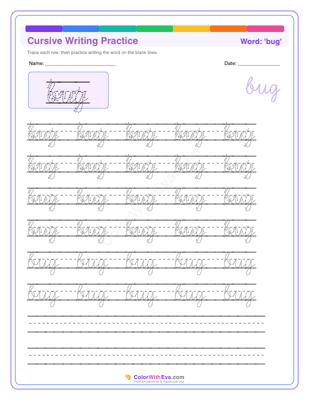 Cursive Writing Practice: bug thumbnail