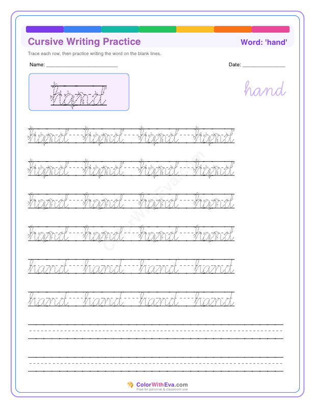 Cursive Writing Practice: hand preview