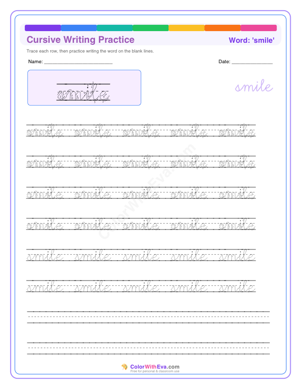 Cursive Writing Practice: smile preview