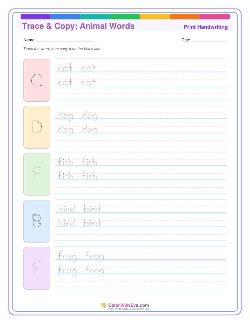Trace & Copy: Animal Words thumbnail