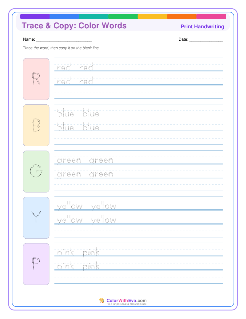 Trace & Copy: Color Words thumbnail