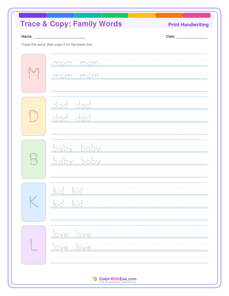 Trace & Copy: Family Words thumbnail