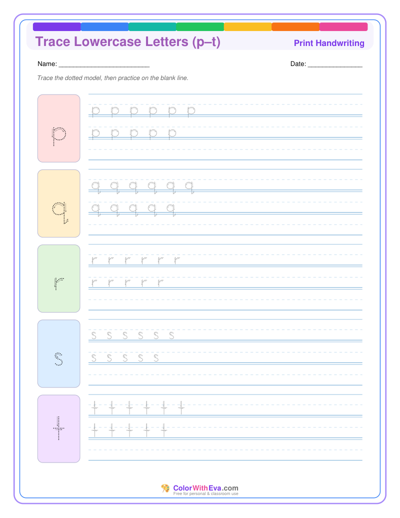 Trace Lowercase Letters (p–t) thumbnail