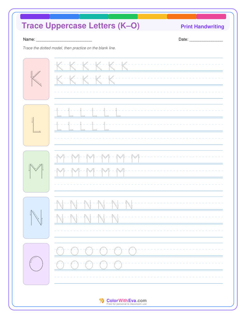 Trace Uppercase Letters (K–O) thumbnail