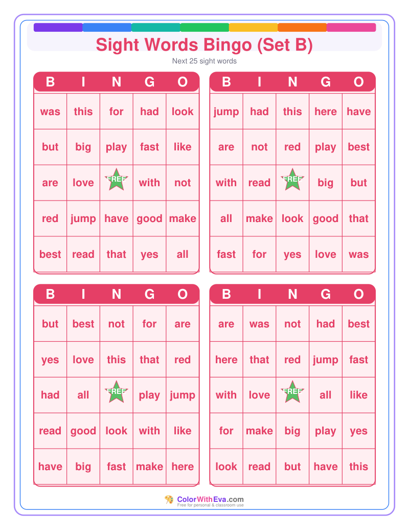 Sight Words Bingo (Set B) preview