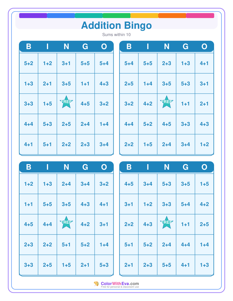 Addition Bingo preview