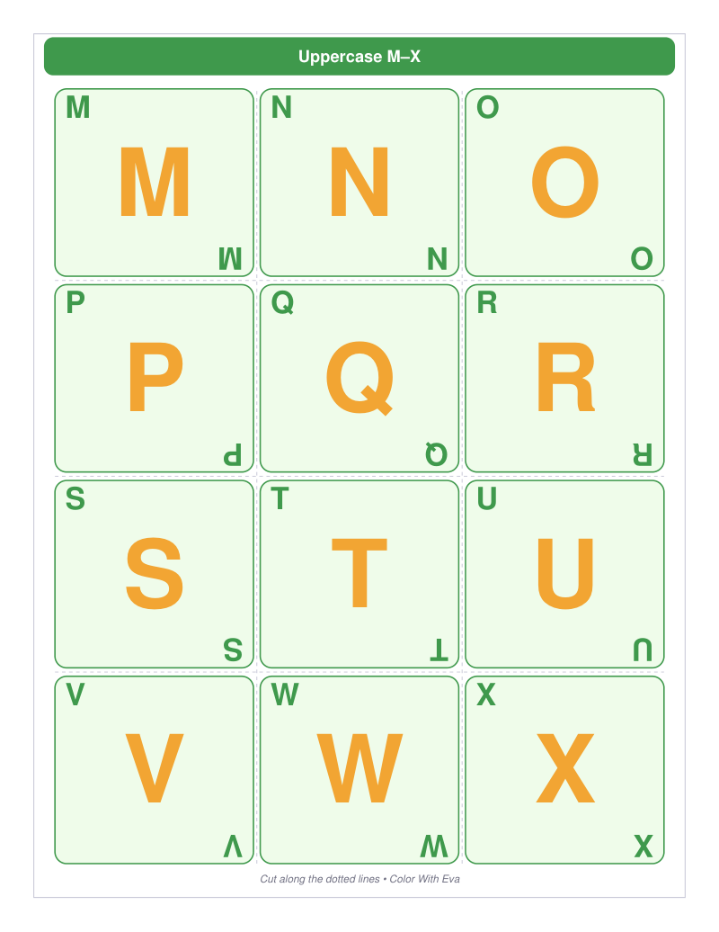 Uppercase M–X preview
