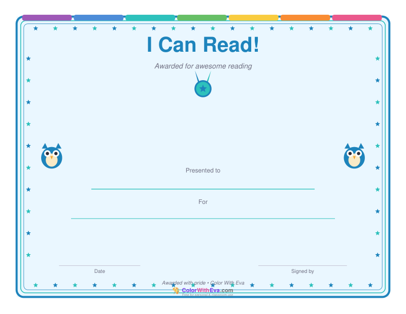 I Can Read! Certificate preview