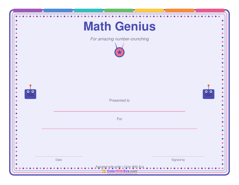 Math Genius Certificate preview