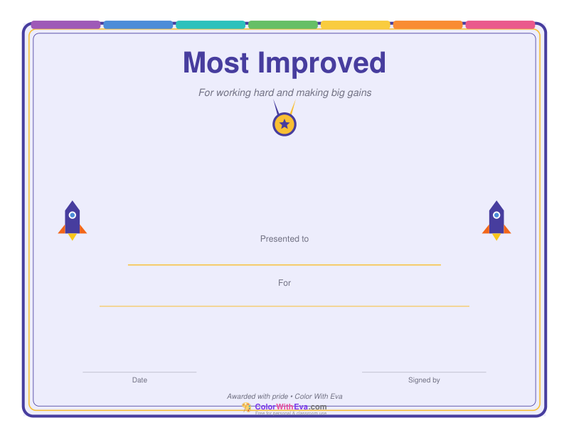 Most Improved Certificate preview