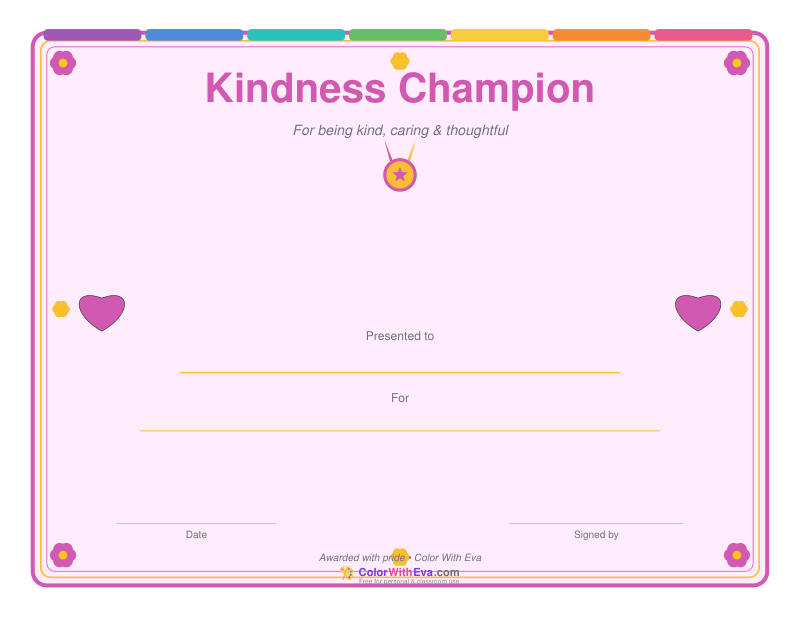 Kindness Champion Certificate preview