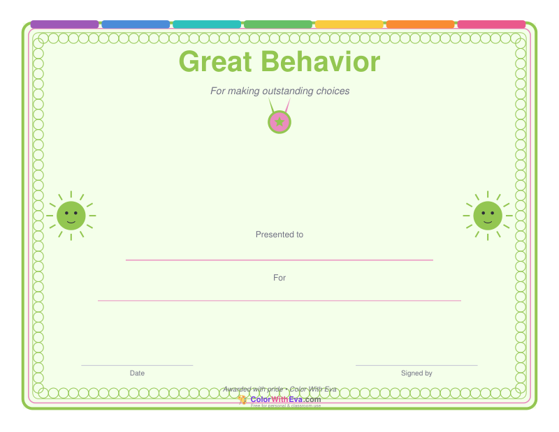 Great Behavior Certificate preview