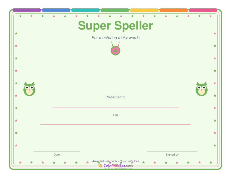 Super Speller Certificate preview