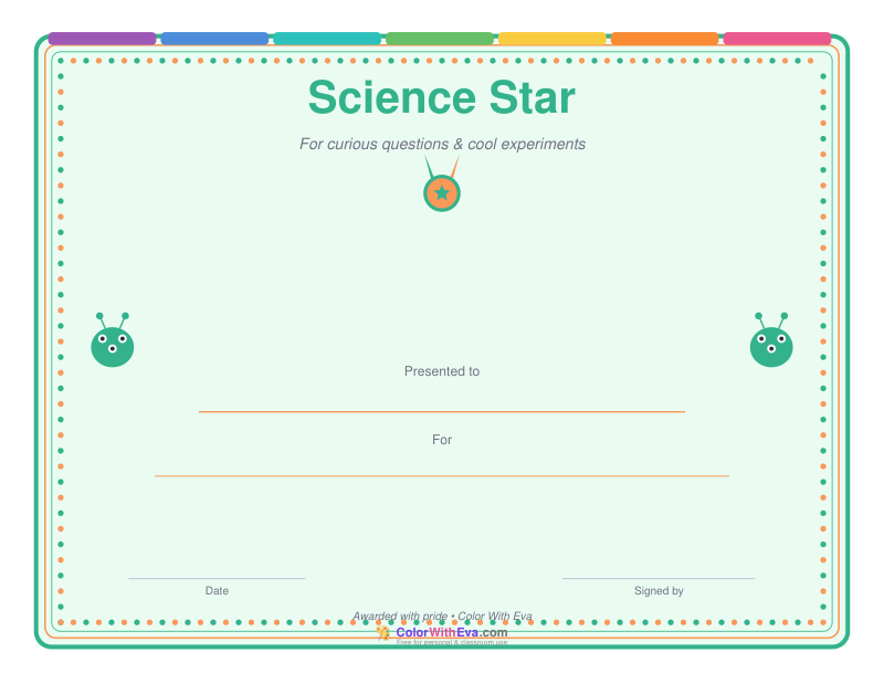Science Star Certificate preview