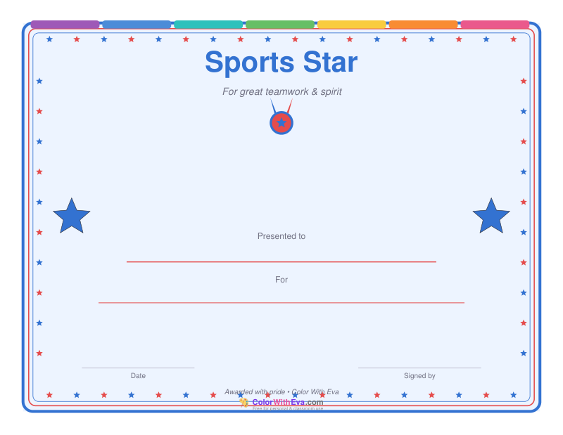 Sports Star Certificate preview