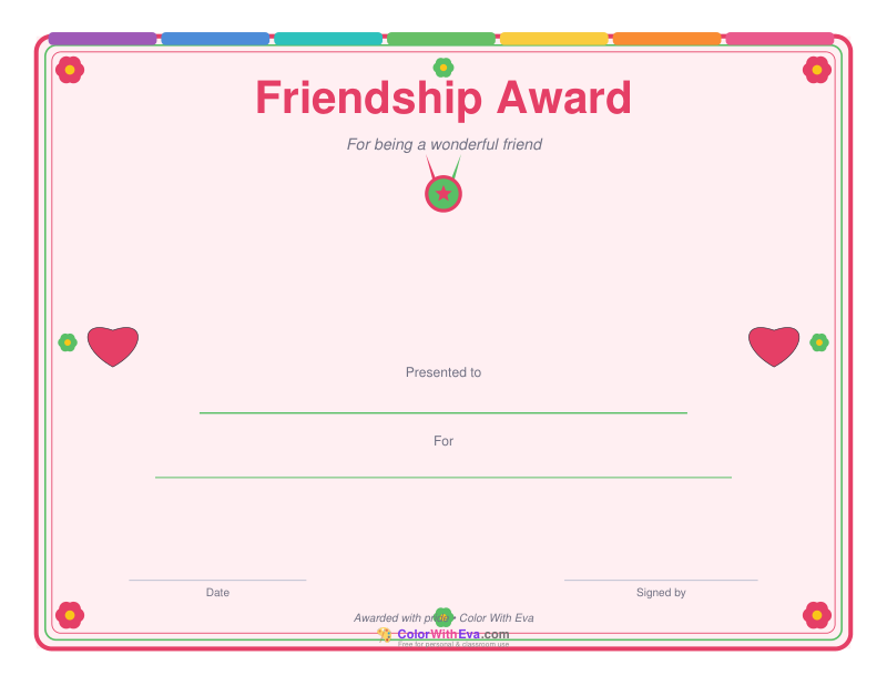 Friendship Award Certificate preview