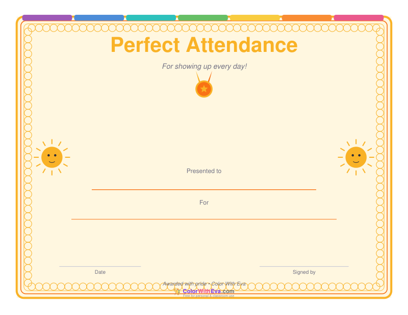 Perfect Attendance Certificate preview