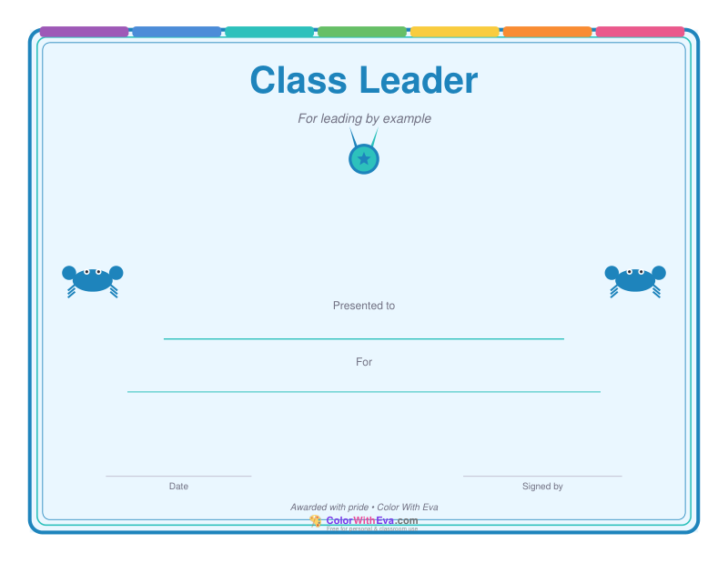 Class Leader Certificate preview