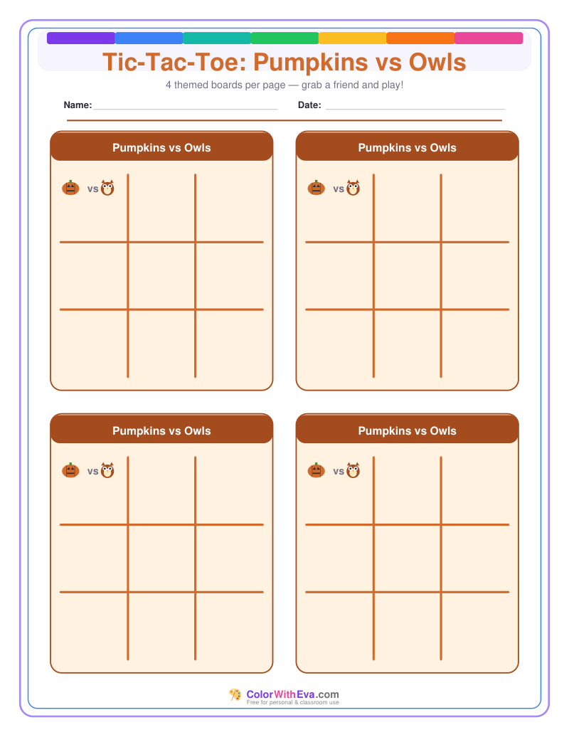 Tic-Tac-Toe: Pumpkins vs Owls preview