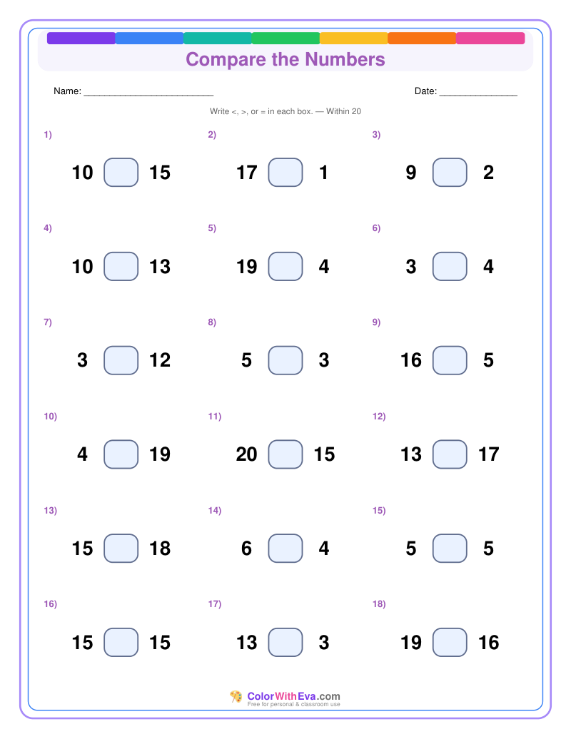 Compare the Numbers: Level 2 (Set 1) thumbnail