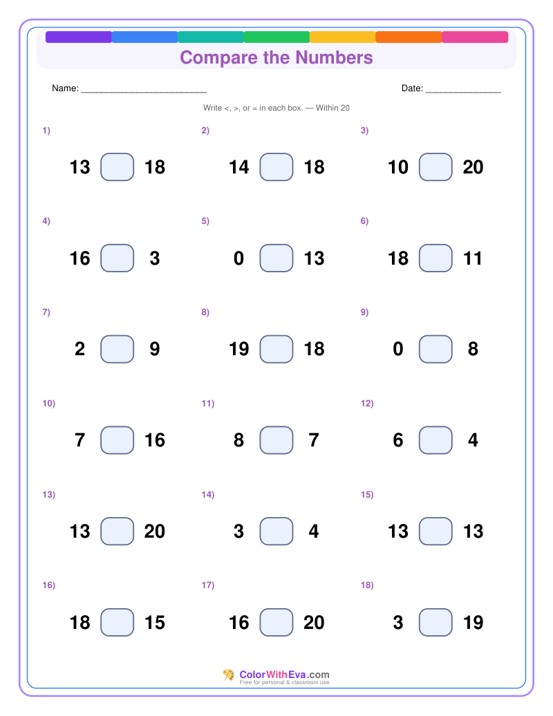 Compare the Numbers: Level 2 (Set 3) thumbnail