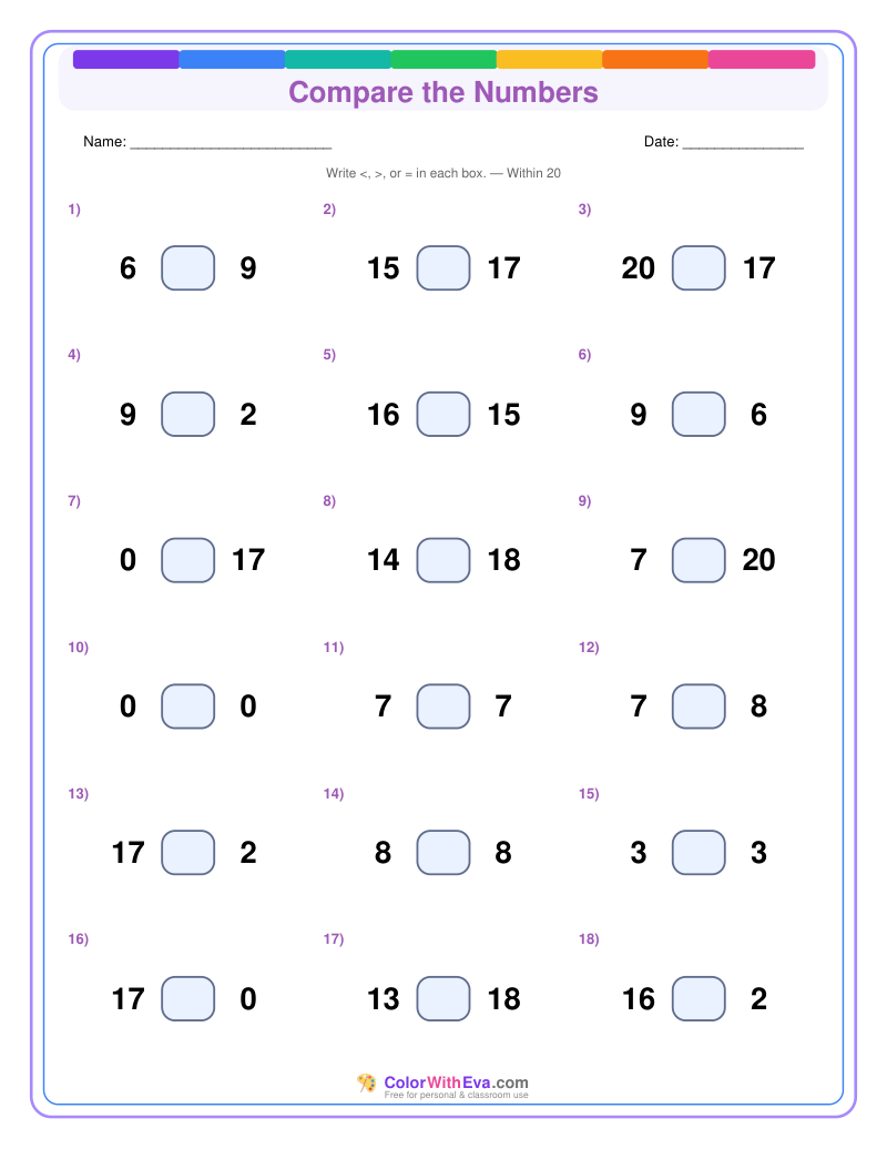 Compare the Numbers: Level 2 (Set 5) thumbnail