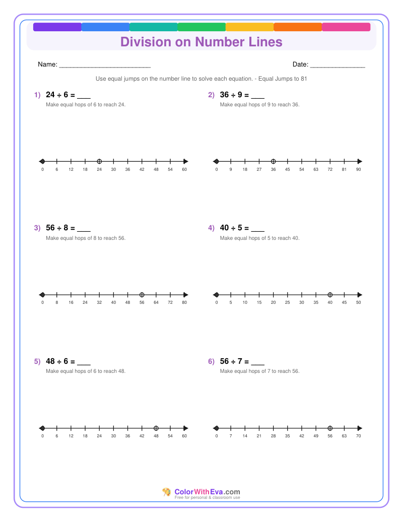 Division on Number Lines: Level 4 (Set 3) preview