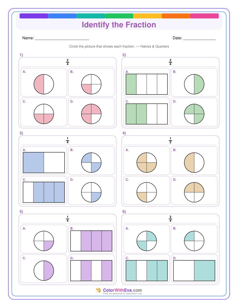 Identify the Fraction: Level 1 (Set 2) thumbnail