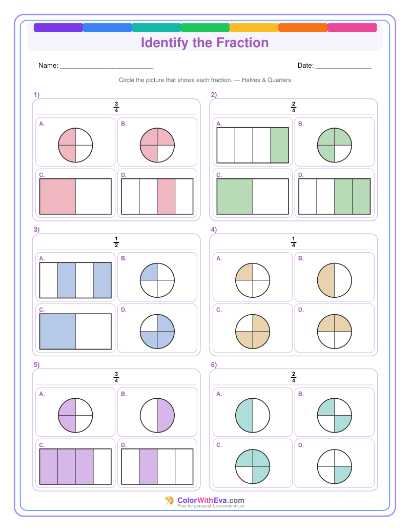 Identify the Fraction: Level 1 (Set 4) thumbnail