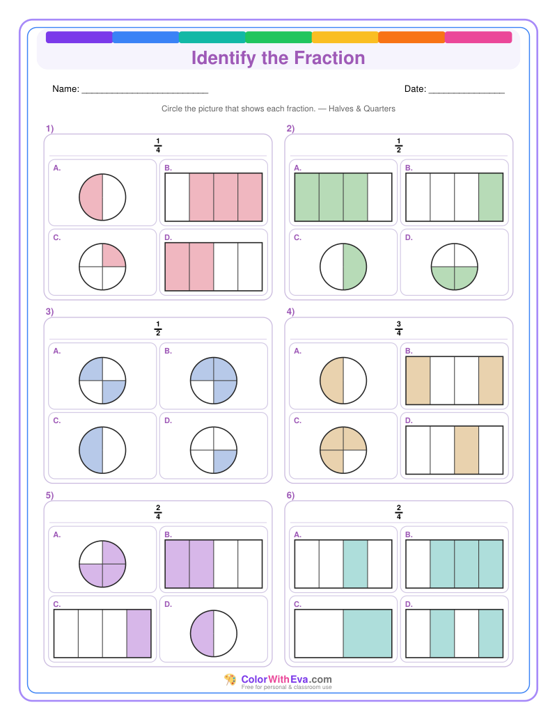 Identify the Fraction: Level 1 (Set 5) thumbnail