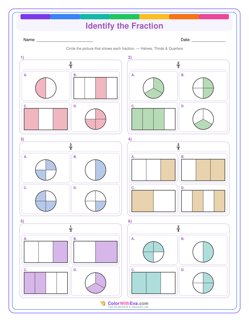 Identify the Fraction: Level 2 (Set 1) thumbnail