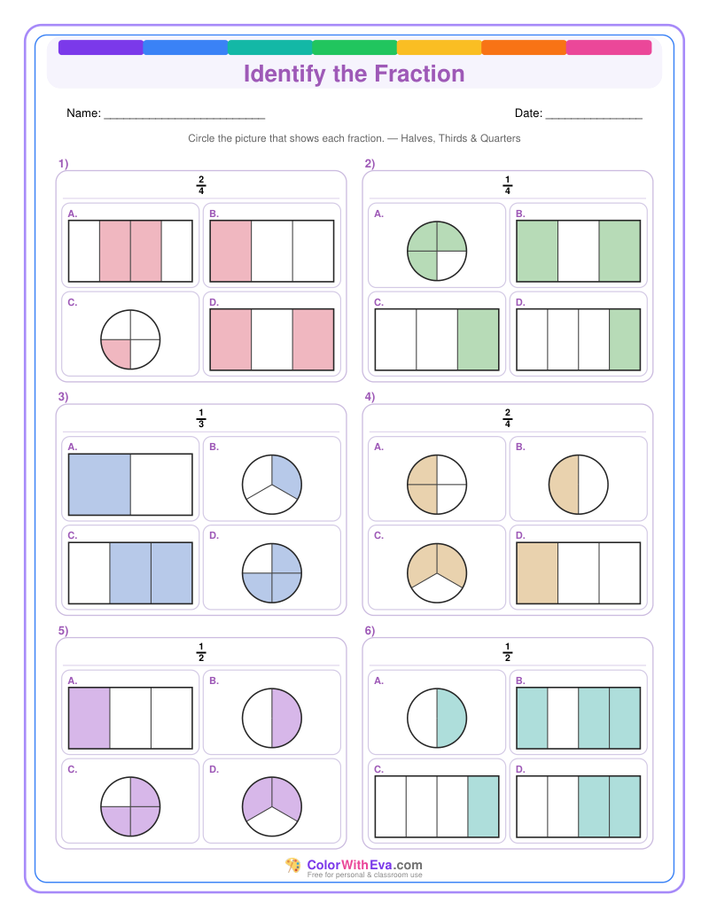 Identify the Fraction: Level 2 (Set 2) thumbnail