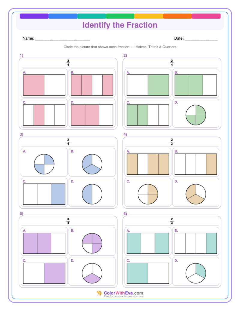 Identify the Fraction: Level 2 (Set 3) thumbnail