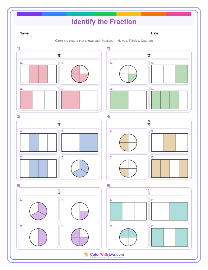 Identify the Fraction: Level 2 (Set 4) thumbnail