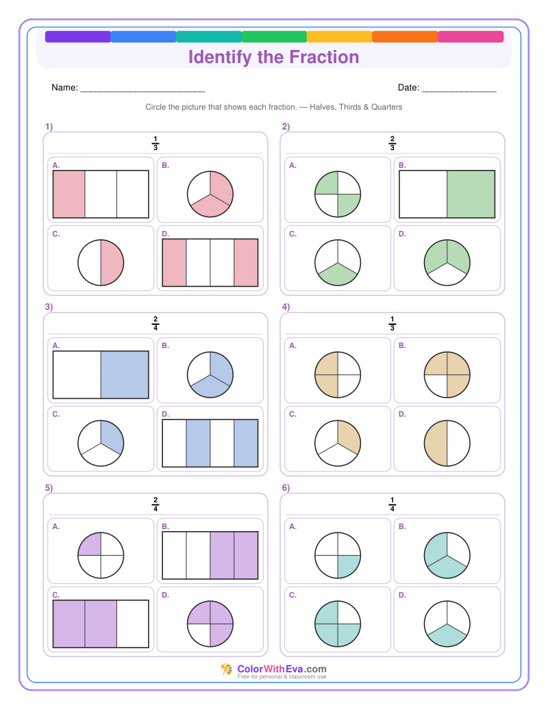 Identify the Fraction: Level 2 (Set 5) thumbnail