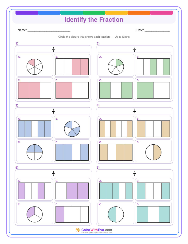 Identify the Fraction: Level 3 (Set 2) thumbnail