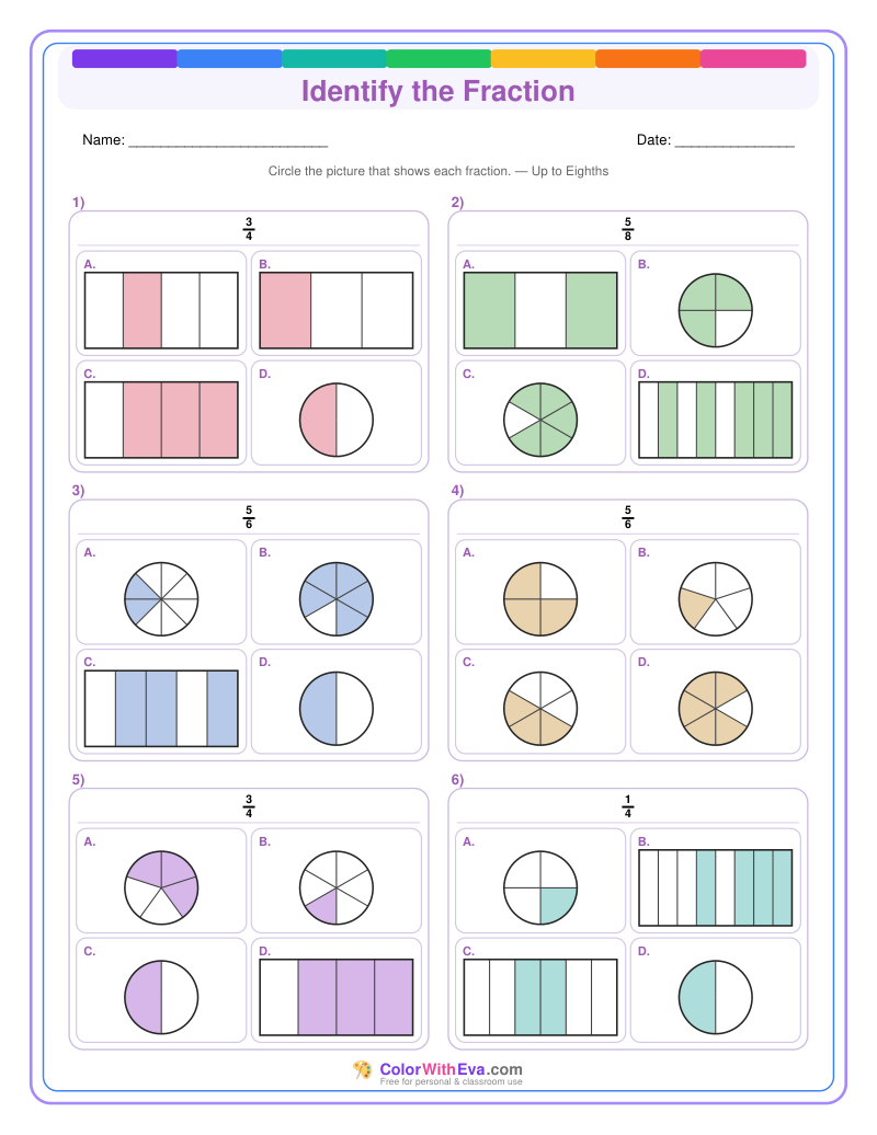 Identify the Fraction: Level 4 (Set 3) thumbnail