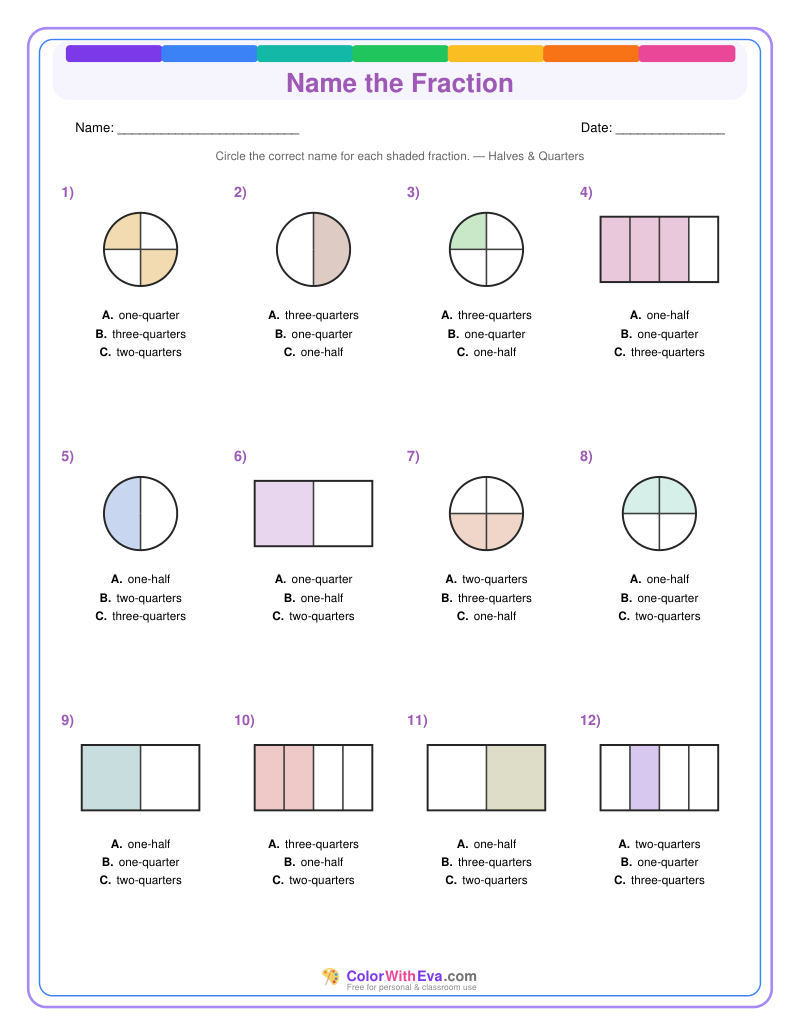 Name the Fraction: Level 1 (Set 5) thumbnail