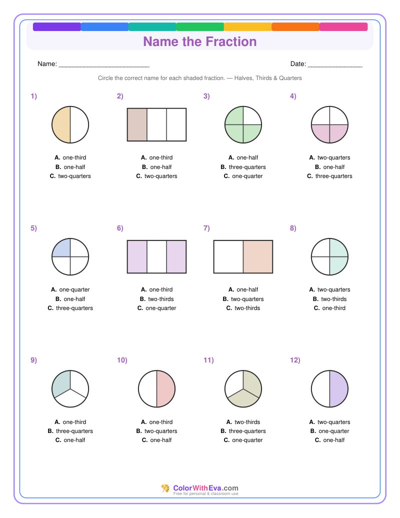 Name the Fraction: Level 2 (Set 4) thumbnail
