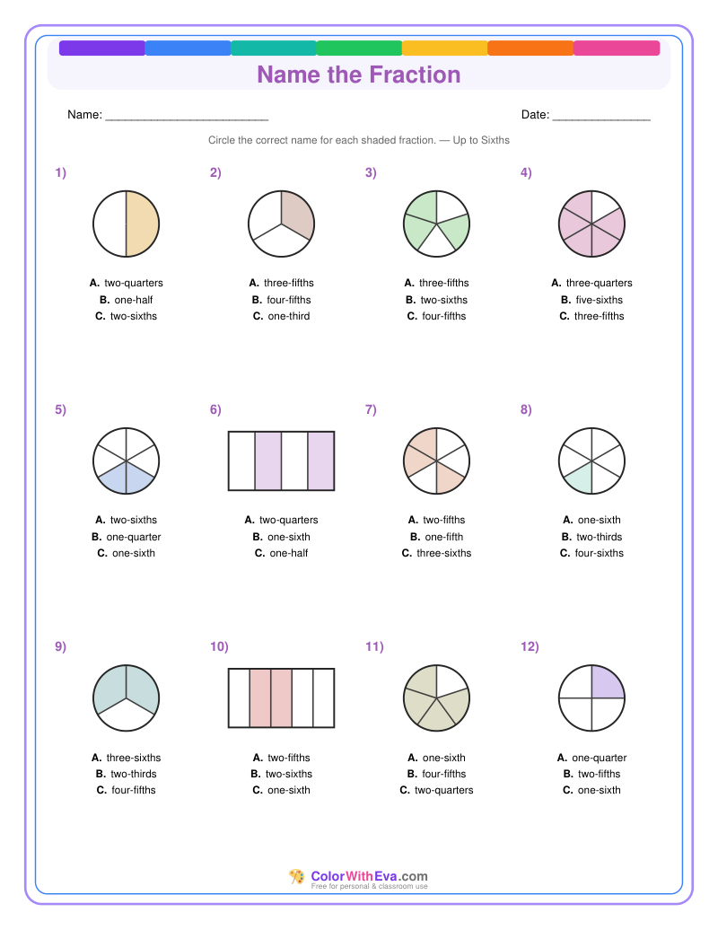 Name the Fraction: Level 3 (Set 5) thumbnail