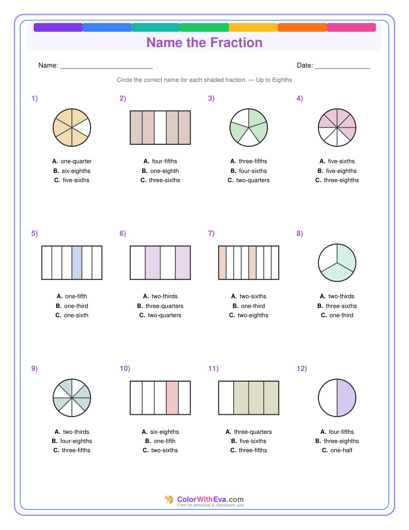 Name the Fraction: Level 4 (Set 3) thumbnail