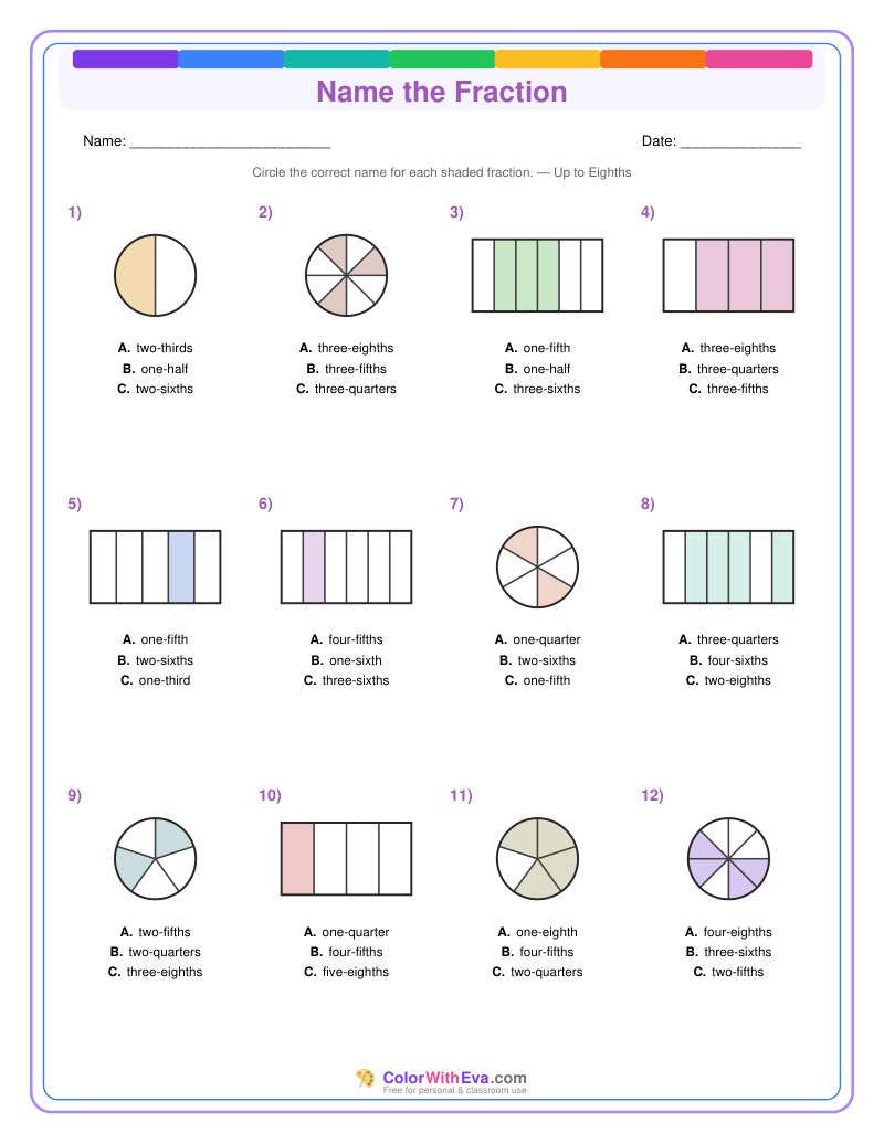 Name the Fraction: Level 4 (Set 5) thumbnail