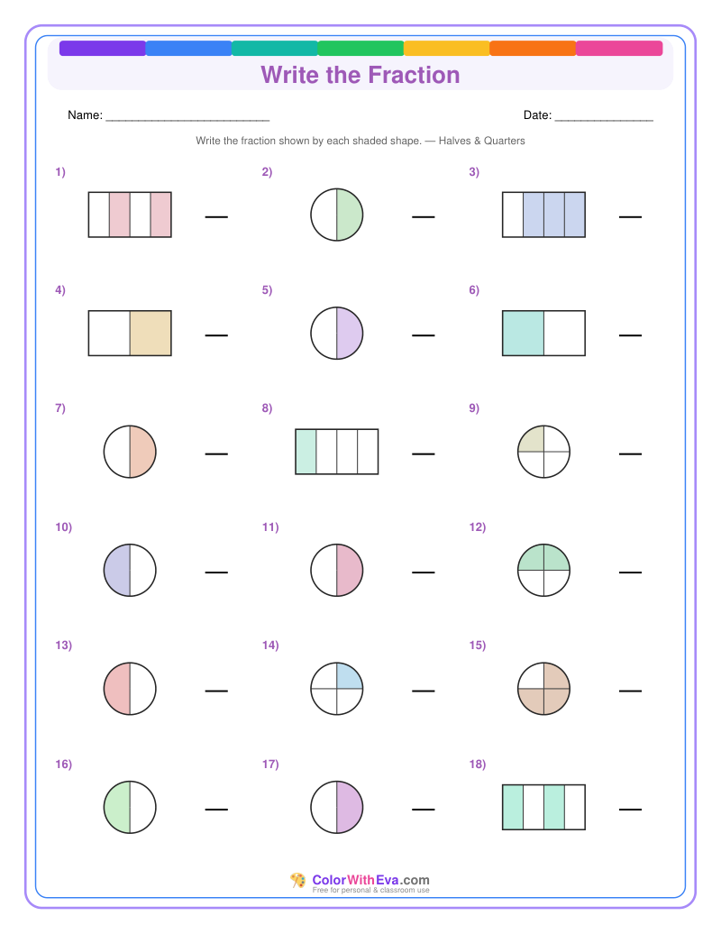 Write the Fraction: Level 1 (Set 2) thumbnail