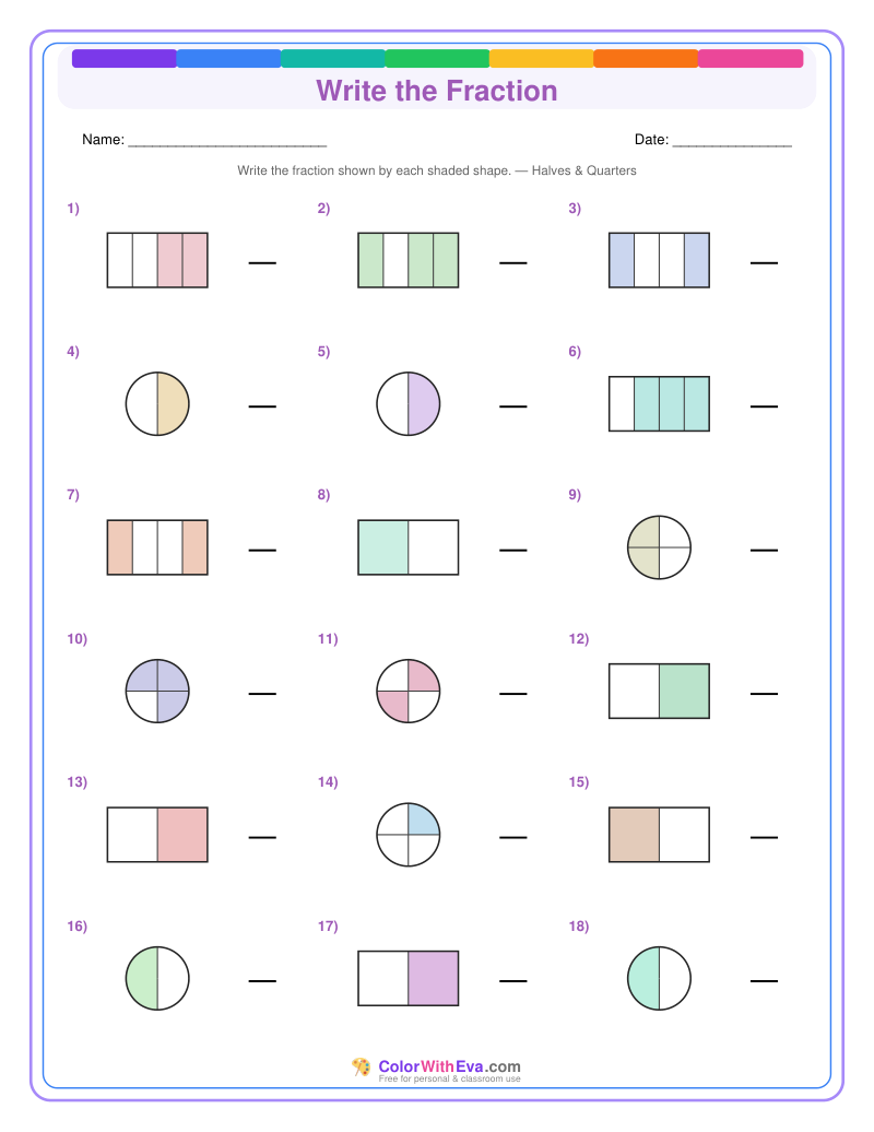 Write the Fraction: Level 1 (Set 3) thumbnail